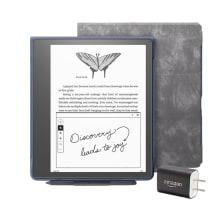 Product image of Kindle Scribe Essentials Bundle (Brush Print Leather Folio Cover)