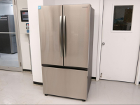 A wide shot of the Samsung RF32CG5100SR French-door refrigerator set up outside our refrigerator testing lab.