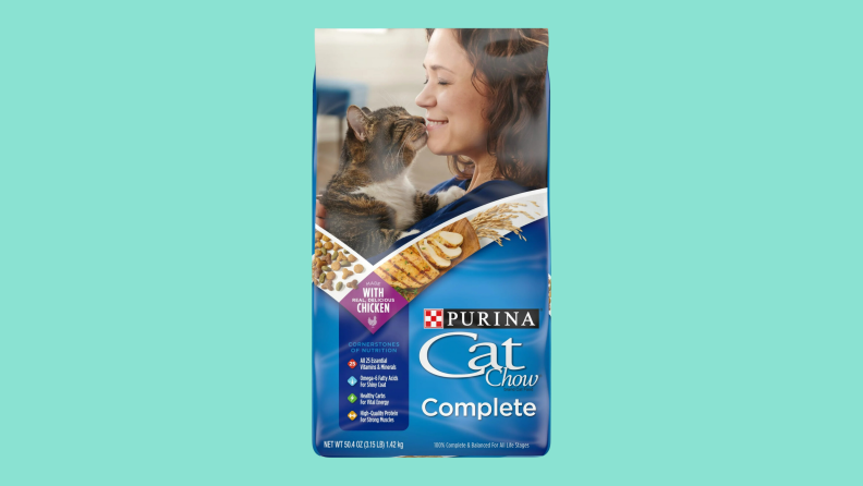 A bag of Purina Cat Chow Complete, Dry Cat Food, Chicken