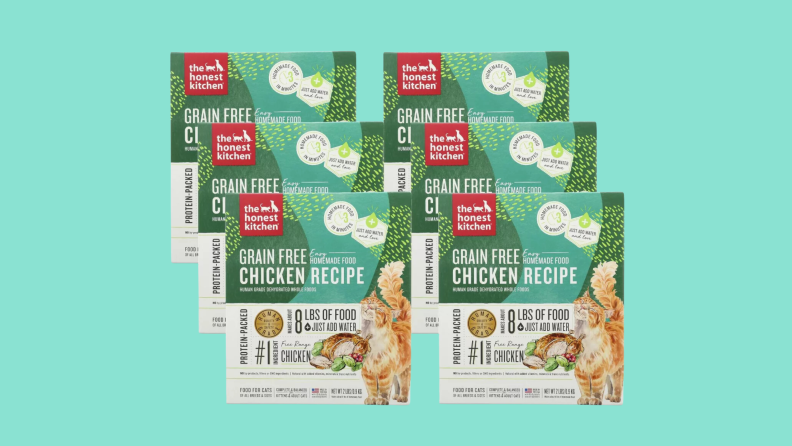 Six bags of The Honest Kitchen Grain Free Chicken Recipe Dry Cat Food from Target.