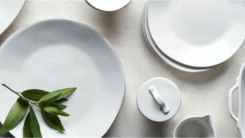 tablescape of white plates