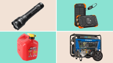 A colorful collage with a generator, power bank, and more.