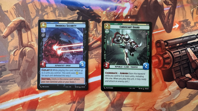 Two cards from the Star Wars: Unlimited Twilight of the Republic card set.